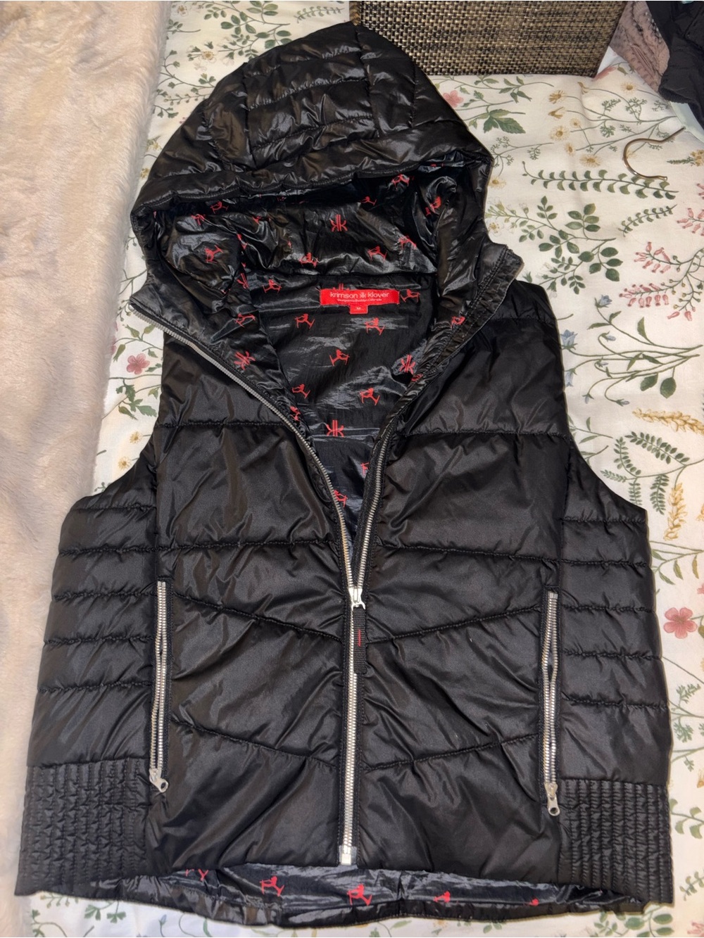 Krimson Klover Black Quilted Hooded Puffer Vest